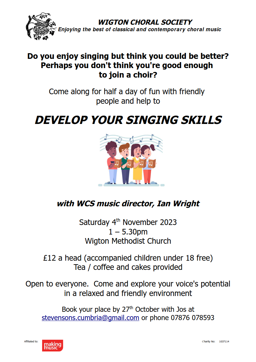 Singing skills half-day event flyer
